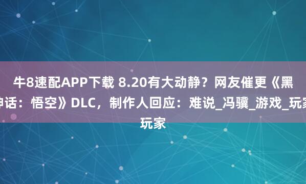 牛8速配APP下载 8.20有大动静？网友催更《黑神话：悟空》DLC，制作人回应：难说_冯骥_游戏_玩家